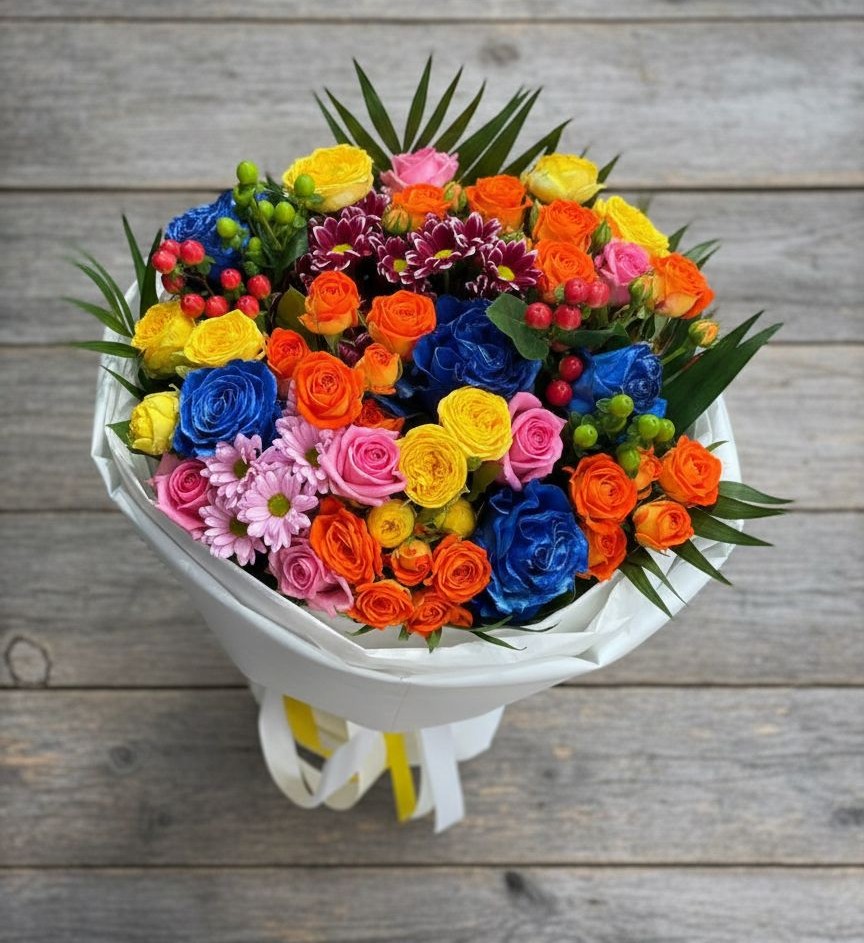 Букет цветов из: Розы и Хризантемы в Бужаниново