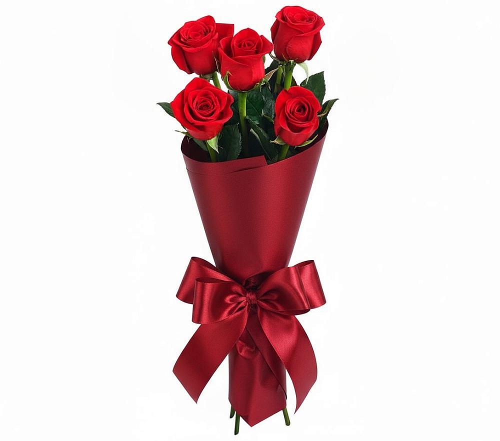 Букет 5 Красных роз Эдлесс Лав в Бужаниново
