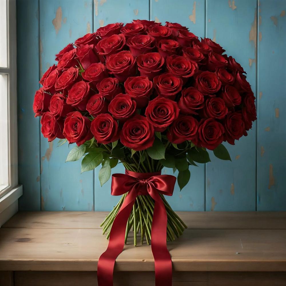 Букет Красные розы Блэк Меджик в Бужаниново