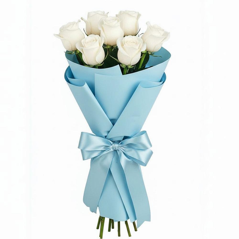 Букет 7 белых роз Проуд в Бужаниново