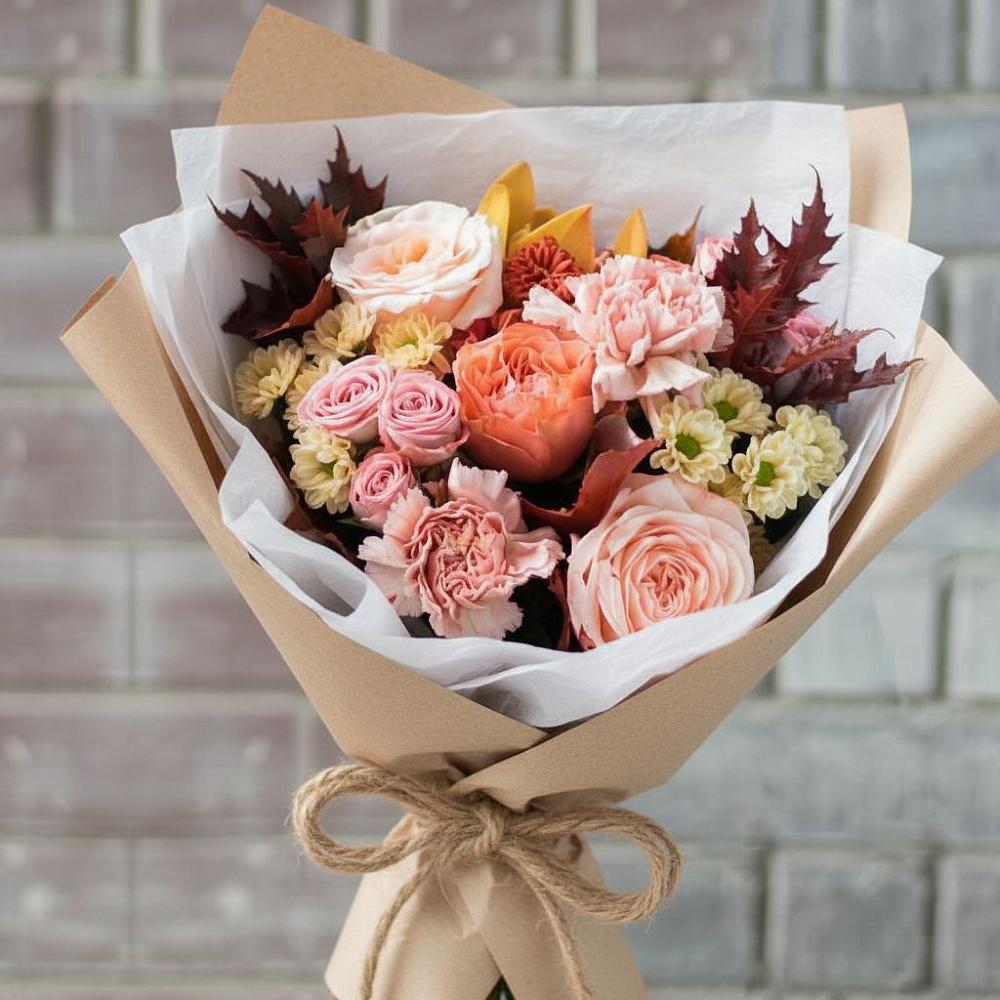 Букет цветов из: Гвоздики, Хризантемы и Розы в Бужаниново