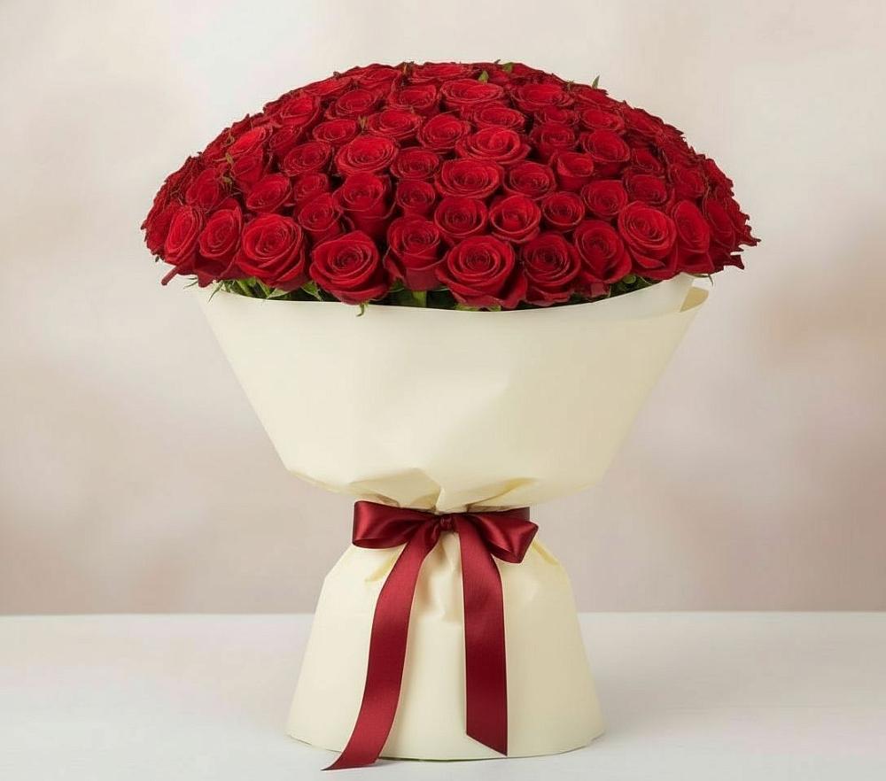 Букет 101 Красная роза Милано в Бужаниново