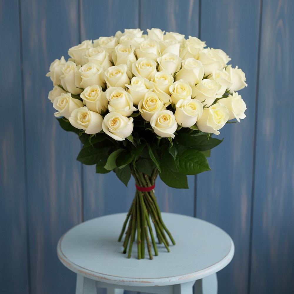 Букет 51 Белая роза Эдлесс Лав в Бужаниново