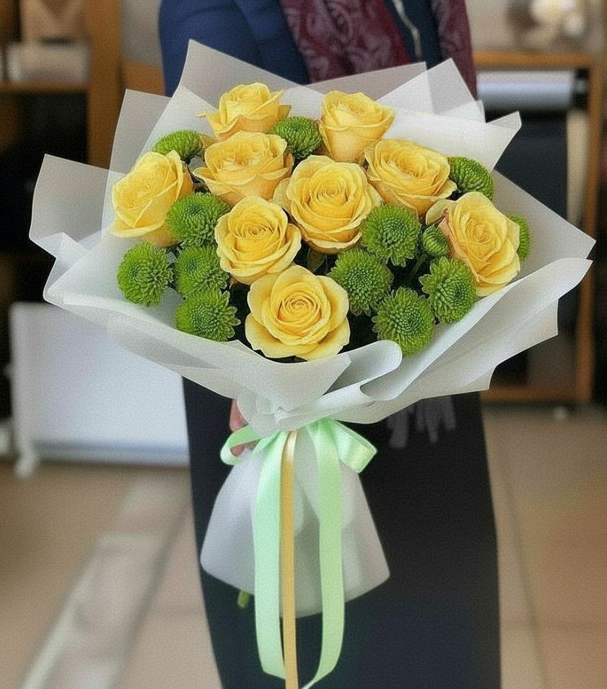 Букет цветов из: Хризантемы и Розы в Бужаниново