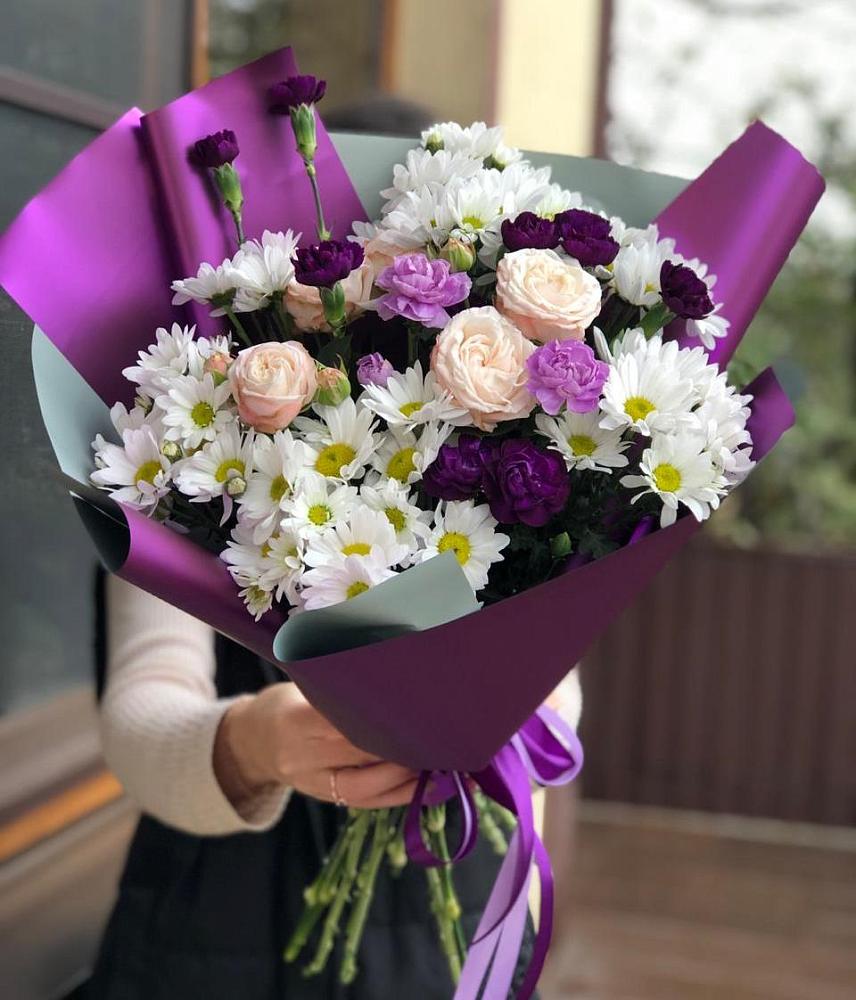 Букет цветов из: Хризантемы, Гвоздики и Розы в Бужаниново