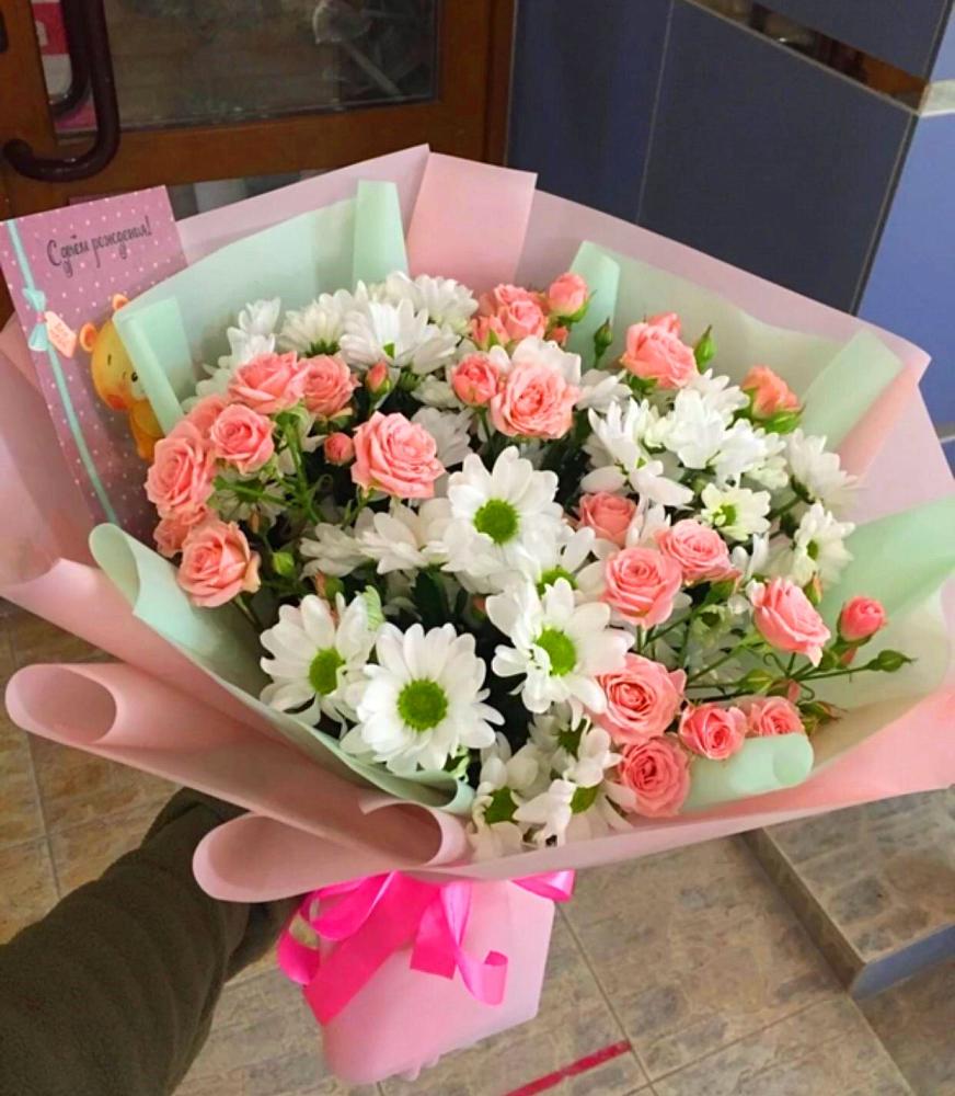 Букет цветов из: Розы и Хризантемы в Бужаниново