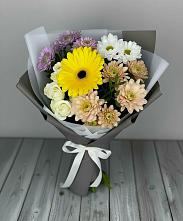 Букет цветов из:  Розы, Герберы и Хризантемы #REPLACE_PRED# Бужаниново