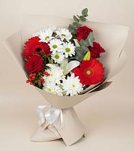 Букет цветов из:  Розы, Хризантемы, Герберы и Лилии в Бужаниново