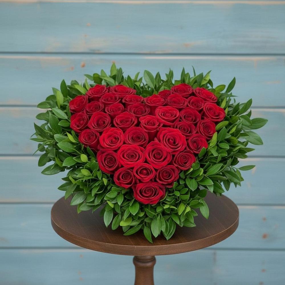 Цветочная композиция из Розы в виде сердца в Бужаниново