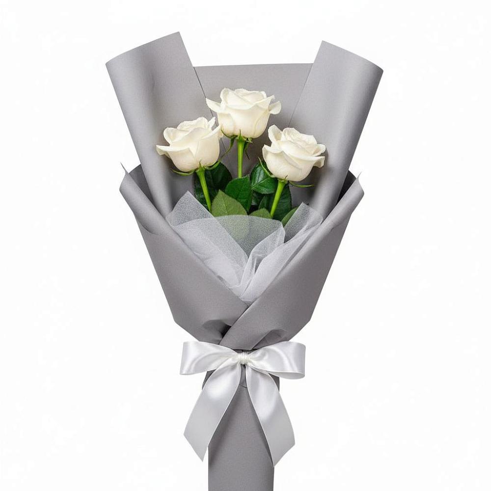 Букет 3 белые розы в Бужаниново