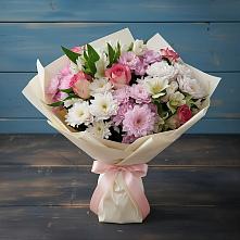 Букет цветов из:  Хризантемы, Альстромерии и Розы #REPLACE_PRED# Бужаниново