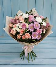 Букет цветов из:  Хризантемы, Розы и Альстромерии #REPLACE_PRED# Бужаниново