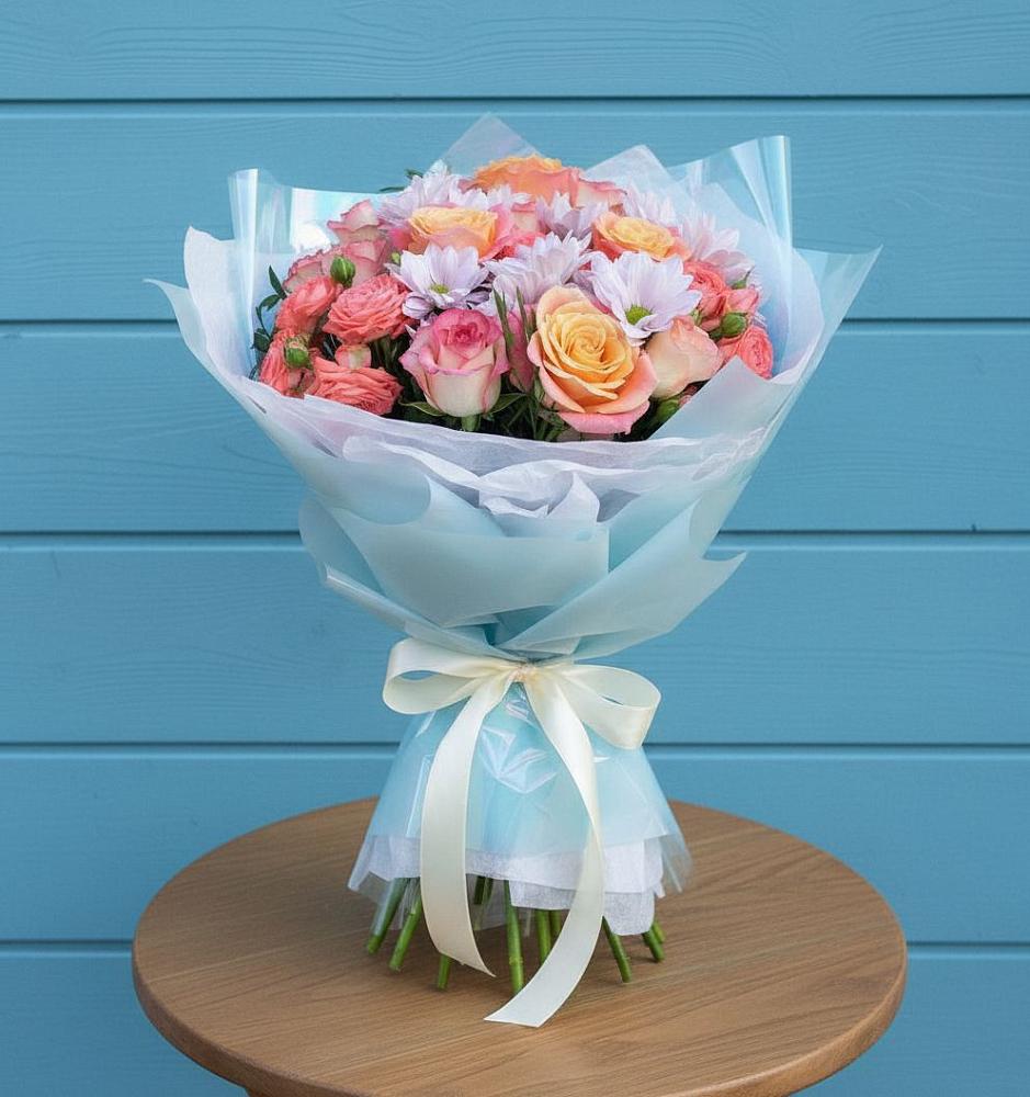 Букет цветов из: Хризантемы и Розы в Бужаниново