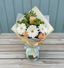 Букет цветов из:  Герберы, Розы и Хризантемы #REPLACE_PRED# Бужаниново