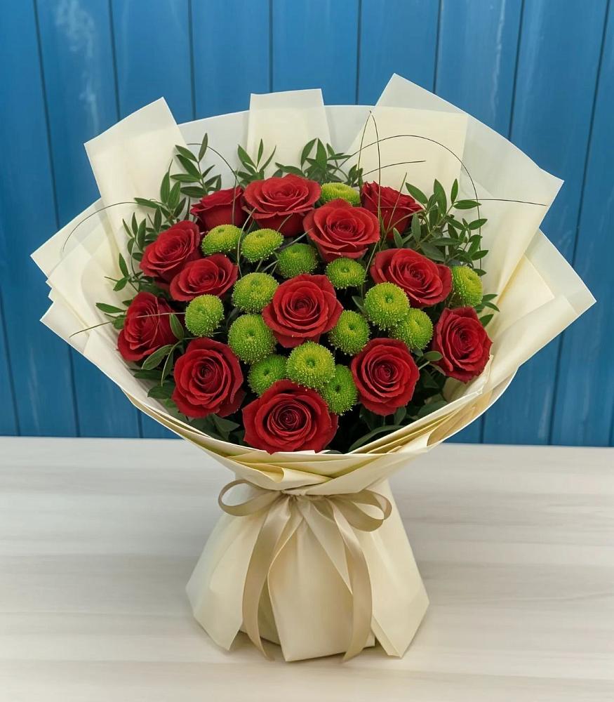 Букет цветов из: Розы и Хризантемы в Бужаниново