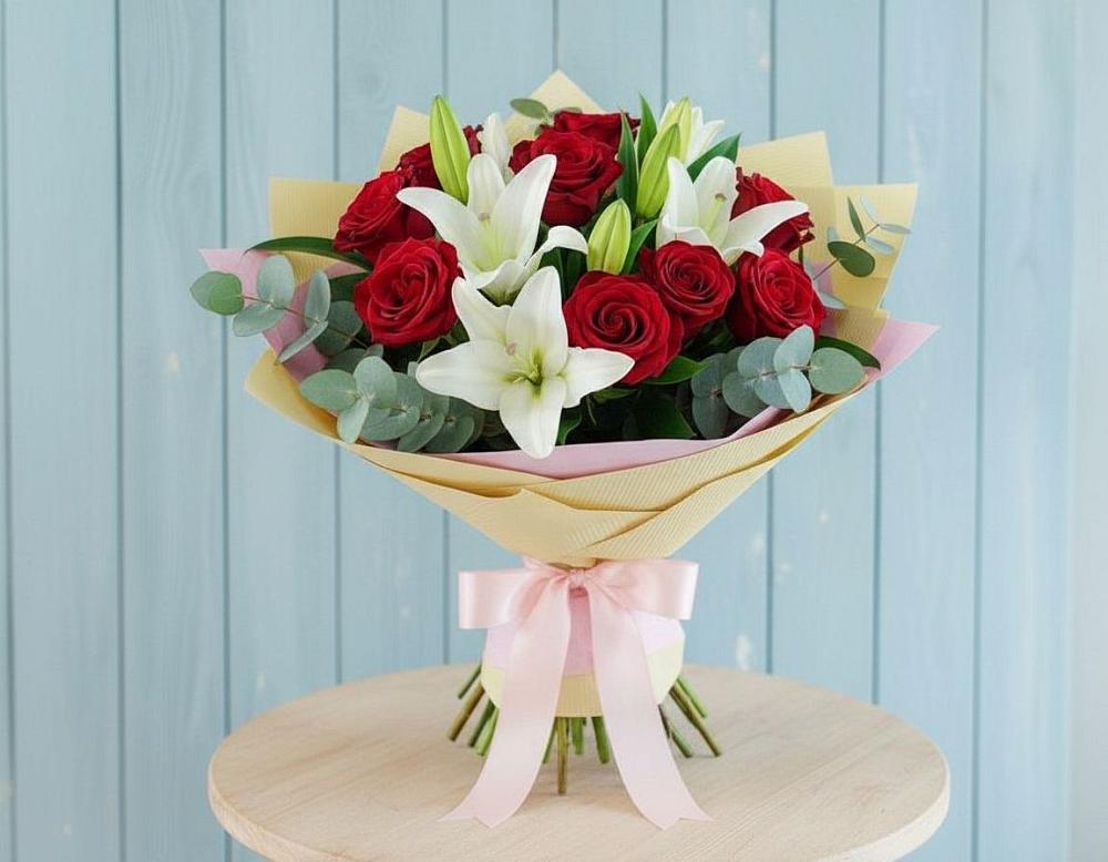 Букет цветов из: Лилии и Розы в Бужаниново